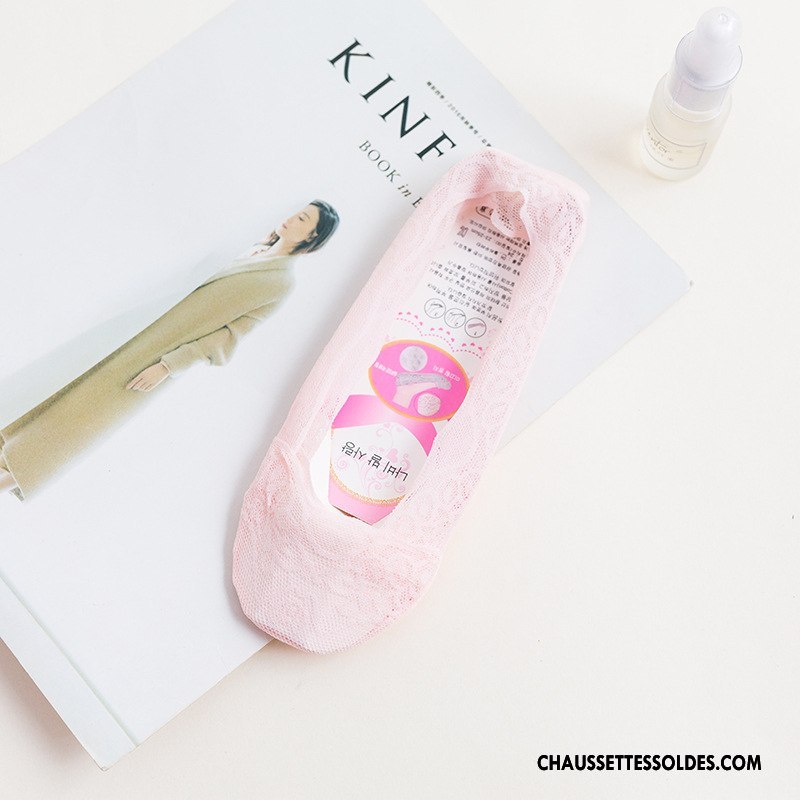 Bas Bas De Soie Femme Silicone Chaussette Basse Coupée Dentelle Invisible Été Paon Rose