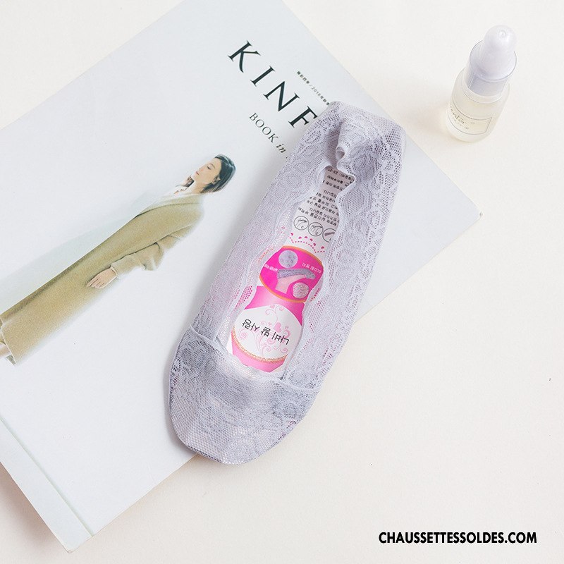 Bas Bas De Soie Femme Silicone Chaussette Basse Coupée Dentelle Invisible Été Paon Rose