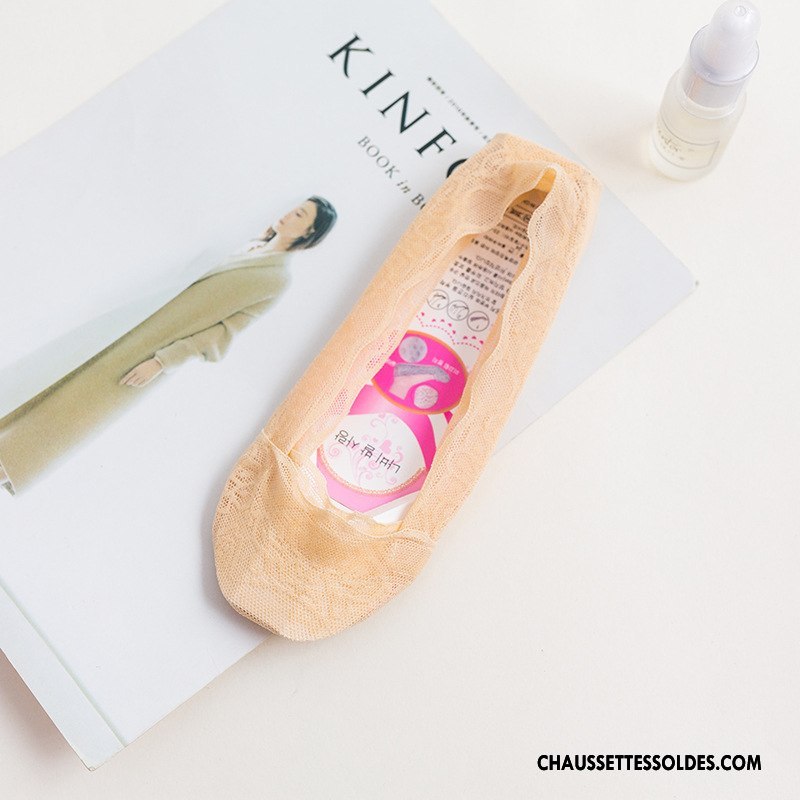 Bas Bas De Soie Femme Silicone Chaussette Basse Coupée Dentelle Invisible Été Paon Rose