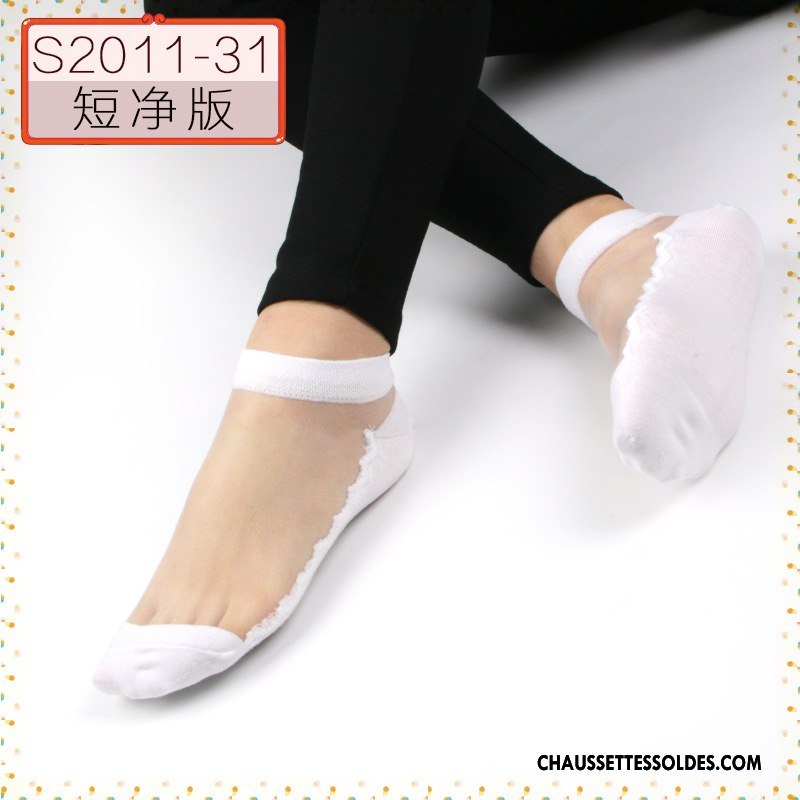 Bas Bas De Soie Femme Simple Chaussette Courte Été Cristal Matelassé Soie De Glace Noir