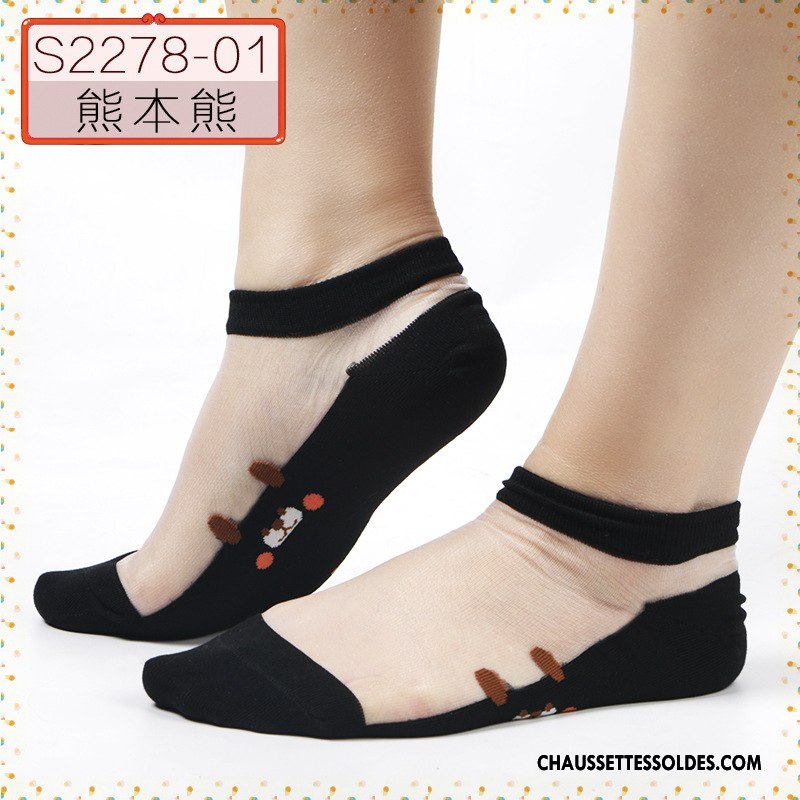 Bas Bas De Soie Femme Simple Chaussette Courte Été Cristal Matelassé Soie De Glace Noir