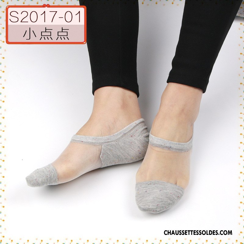 Bas Bas De Soie Femme Simple Chaussette Courte Été Cristal Matelassé Soie De Glace Noir