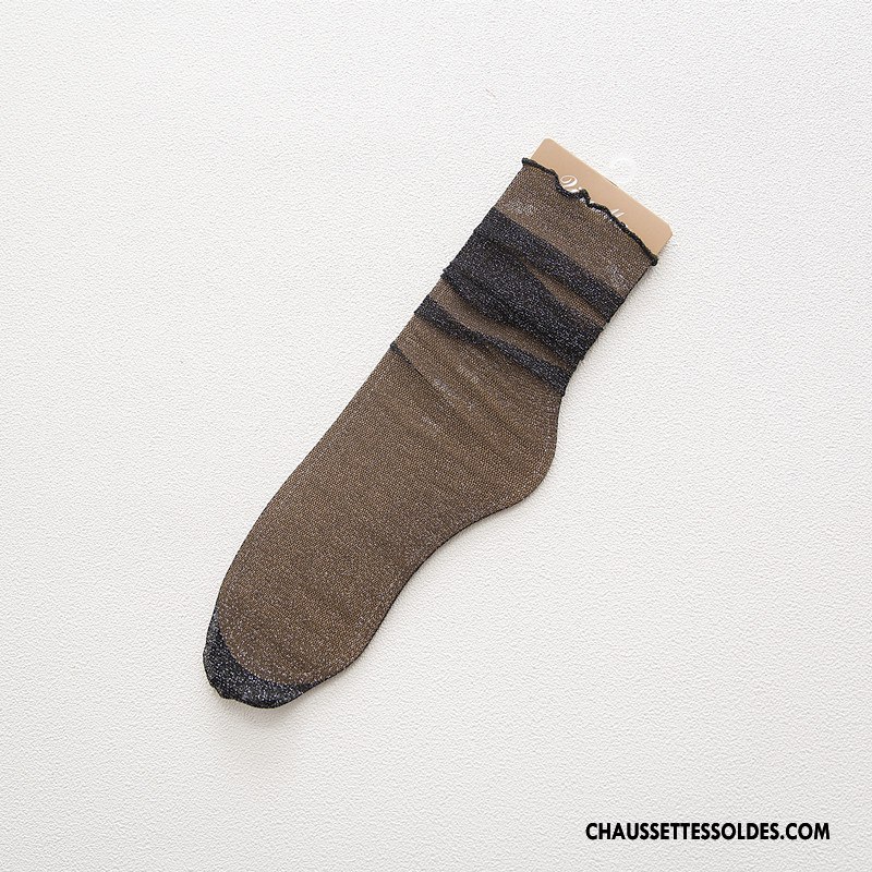 Bas Bas De Soie Femme Tendance Dame Chaussette Été Chaussette De Noël Créatif Jaune Or Argent