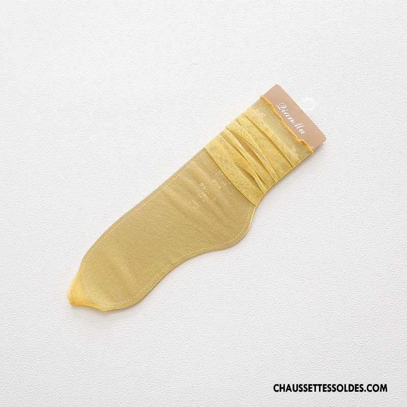 Bas Bas De Soie Femme Tendance Dame Chaussette Été Chaussette De Noël Créatif Jaune Or Argent
