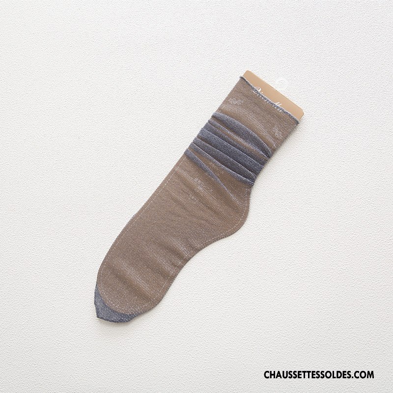 Bas Bas De Soie Femme Tendance Dame Chaussette Été Chaussette De Noël Créatif Jaune Or Argent