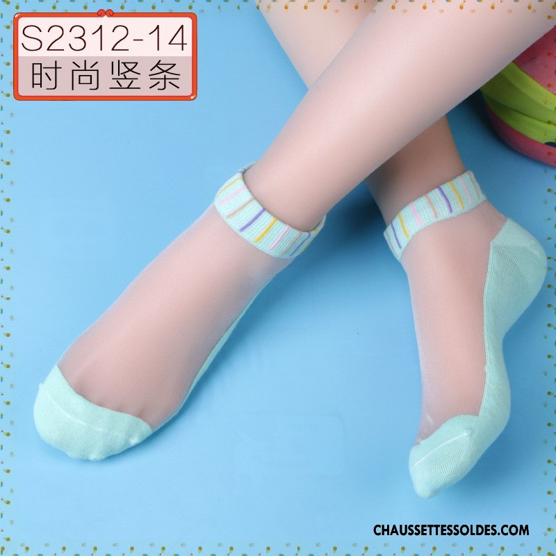 Bas Bas De Soie Femme Vent D'université Chaussette Courte Absorber La Sueur Dame Antidérapant Cristal Bleu