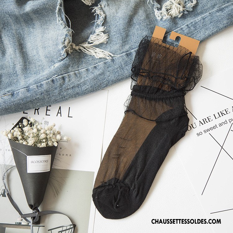 Bas Bas De Soie Femme Yarn Net Chaussette Tous Les Assortis Courte Dentelle Printemps Noir