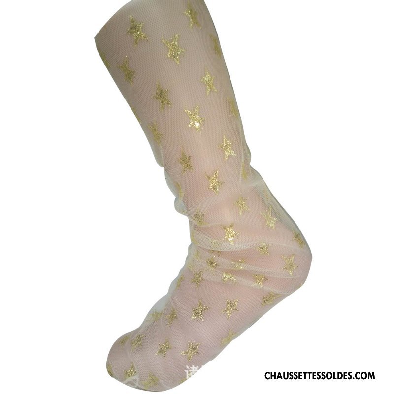 Bas Bas De Soie Femme Yarn Net Transparent Mode Été Printemps Le Nouveau Jaune