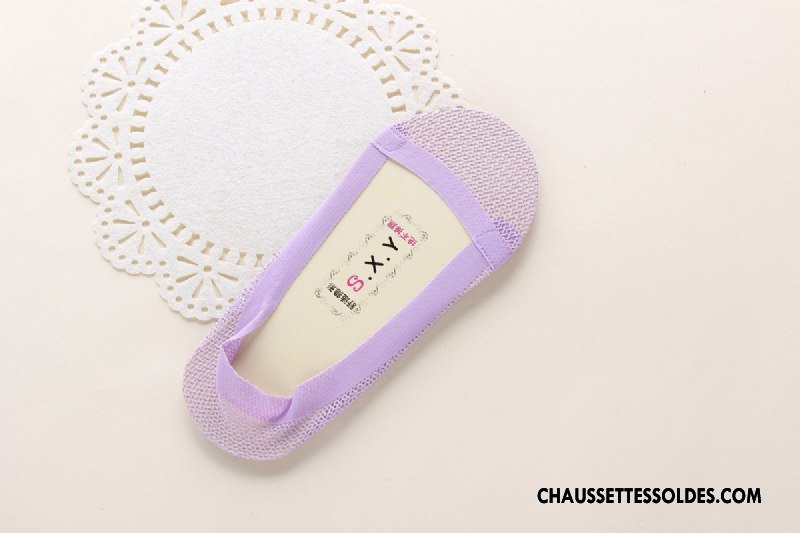 Bas Bas De Soie Femme Été Anti-off Chaussette Basse Coupée Engrener Pas De Traces Invisible Bleu Clair