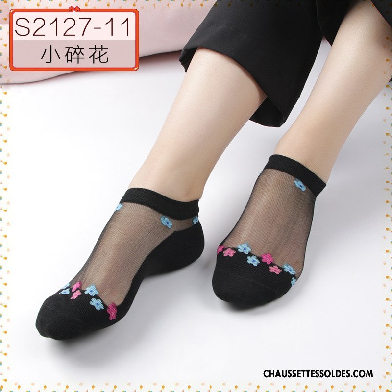 Bas Bas De Soie Femme Été Chaussette Dame Courte Chaussette Basse Coupée Cristal Gris Clair
