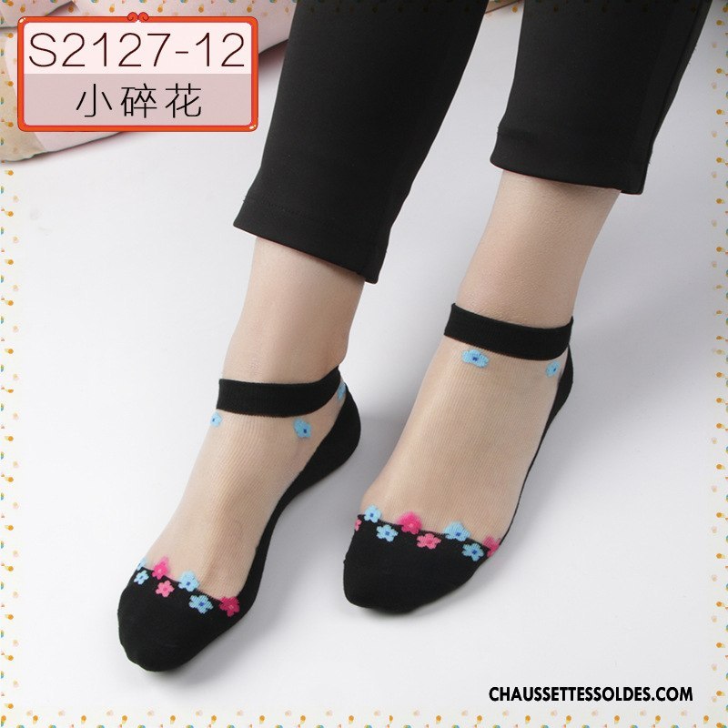 Bas Bas De Soie Femme Été Chaussette Dame Courte Chaussette Basse Coupée Cristal Gris Clair