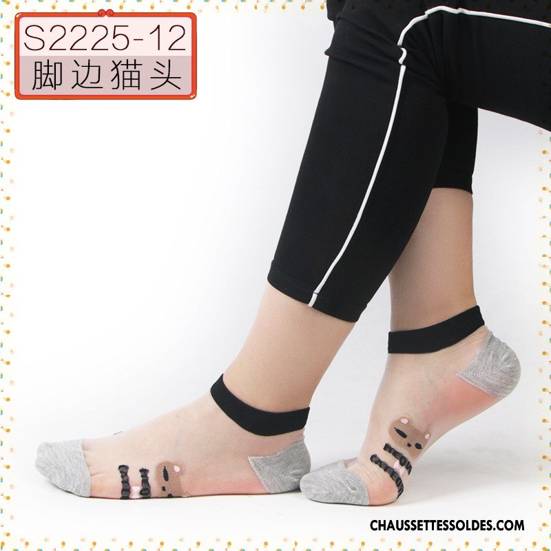 Bas Bas De Soie Femme Été Chaussette Dame Courte Chaussette Basse Coupée Cristal Gris Clair