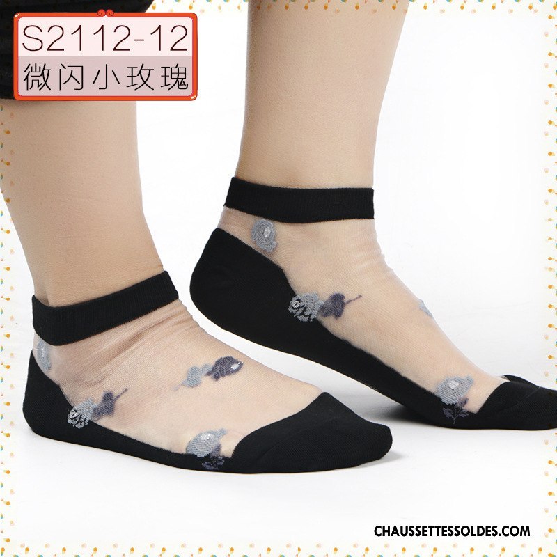 Bas Bas De Soie Femme Été Chaussette Dame Courte Chaussette Basse Coupée Cristal Gris Clair