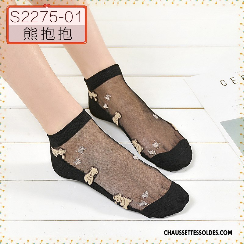 Bas Bas De Soie Femme Été Chaussette Dame Courte Chaussette Basse Coupée Cristal Gris Clair