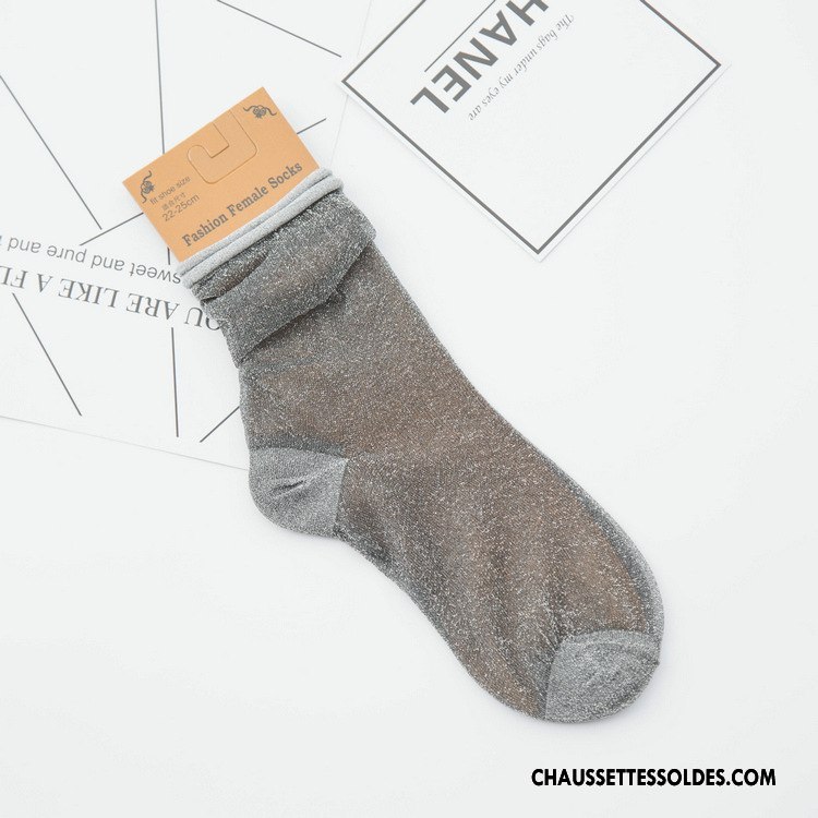 Bas Bas De Soie Femme Été Chaussette Nouvelles Arrivées Gros Chaussette Courte Printemps Rose Or Argent