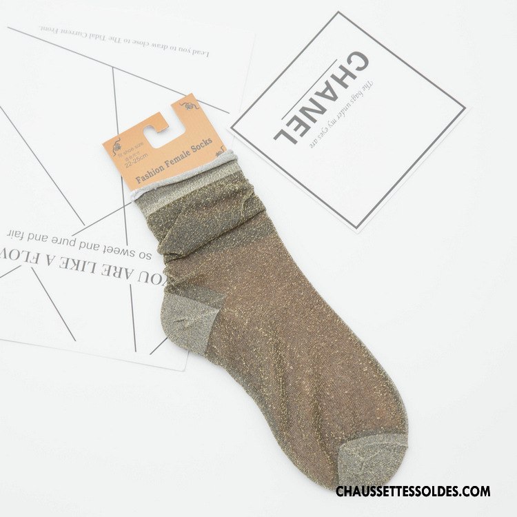Bas Bas De Soie Femme Été Chaussette Nouvelles Arrivées Gros Chaussette Courte Printemps Rose Or Argent