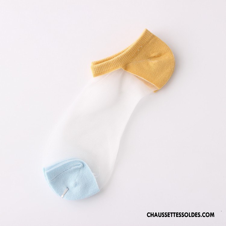 Bas Bas De Soie Femme Été Légère Cristal Le Nouveau Chaussette Dame Couleurs Mixtes Bleu