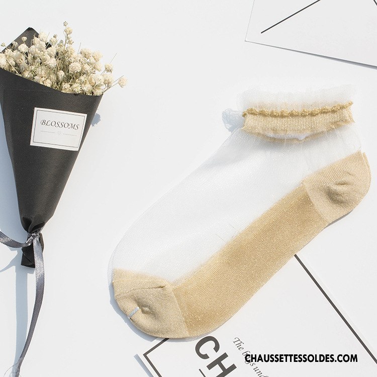 Bas Bas De Soie Femme Été Printemps Chaussette De Noël Courte Dentelle Antidérapant Rose Argent