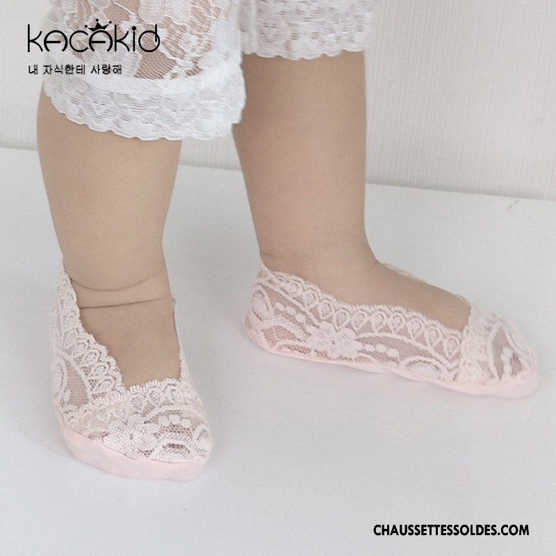 Bas Bas De Soie Fille Antidérapant Courte Invisible Creux Guipure Silicone Bébé Blanc Clair