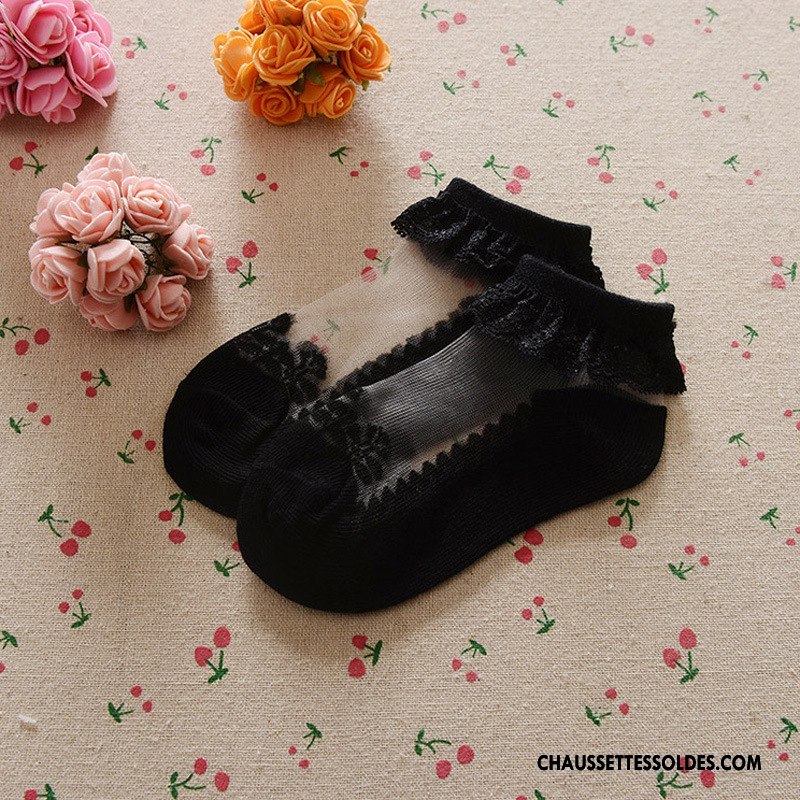 Bas Bas De Soie Fille Chaussette Courte Cristal Enfant Doux Dentelle Chaussette De Noël Jaune