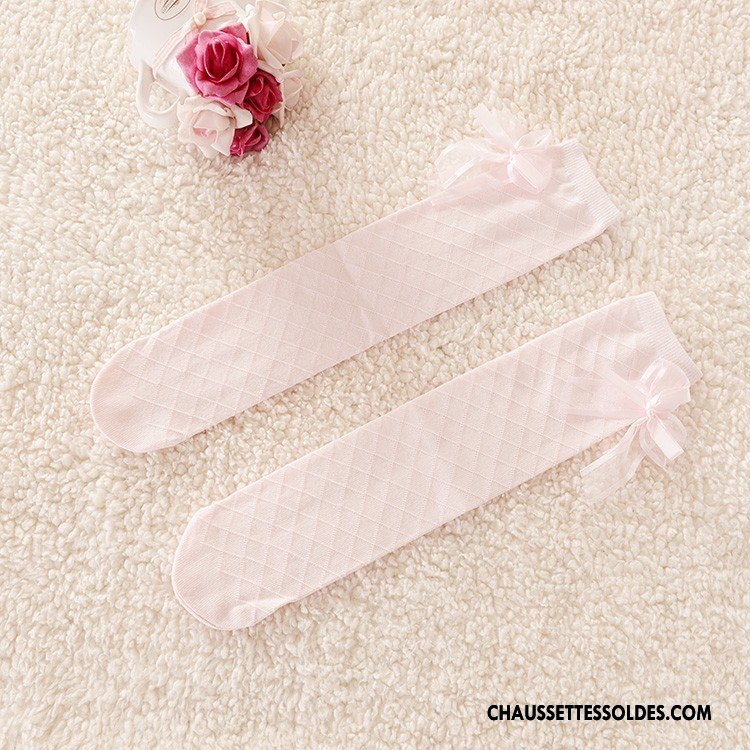 Bas Bas De Soie Fille Chaussettes En Coton Princesse Printemps Papillon Milieu Enfant Rose