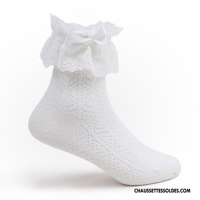 Bas Bas De Soie Fille Courte Chaussette Enfant Creux Guipure Princesse Printemps Noir