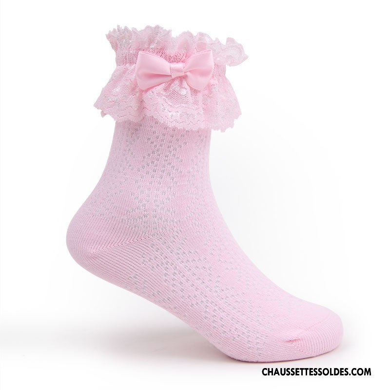 Bas Bas De Soie Fille Courte Chaussette Enfant Creux Guipure Princesse Printemps Noir