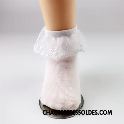 Bas Bas De Soie Fille Dentelle Chaussettes En Coton Petit Bébé Princesse Chaussette Courte Rose