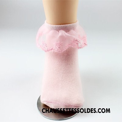 Bas Bas De Soie Fille Dentelle Chaussettes En Coton Petit Bébé Princesse Chaussette Courte Rose