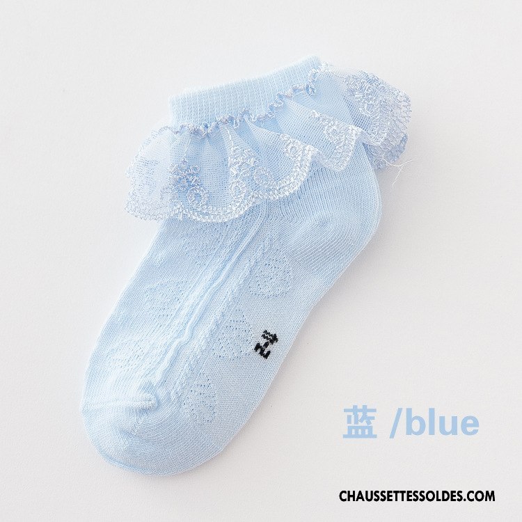 Bas Bas De Soie Fille Dentelle Enfant Chaussette Chaussette Courte Danse Printemps Pure Bleu