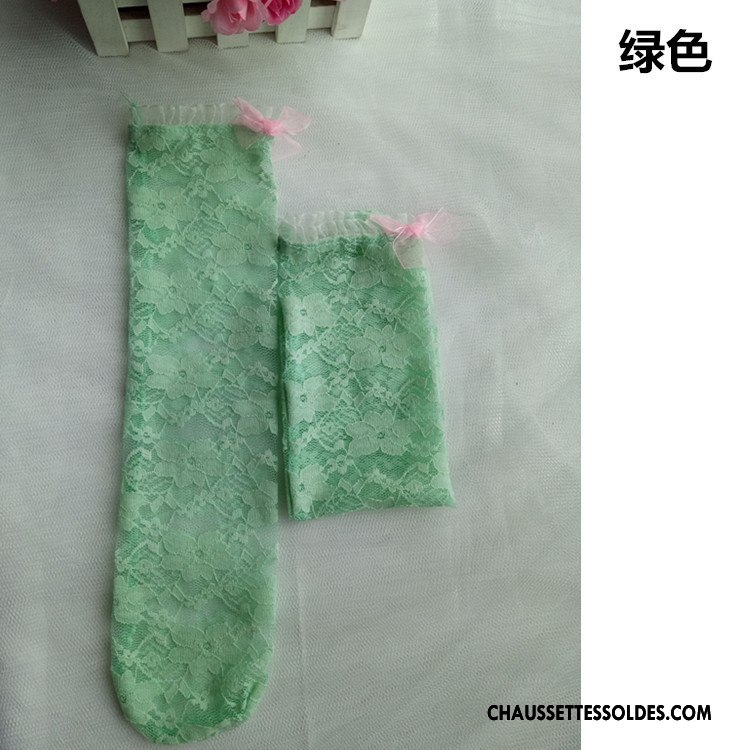 Bas Bas De Soie Fille Dentelle Enfant Chaussette Milieu Été Princesse Vert