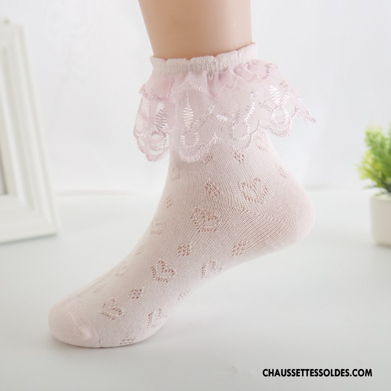 Bas Bas De Soie Fille Enfant Été Dentelle Engrener Chaussette Femme Bleu
