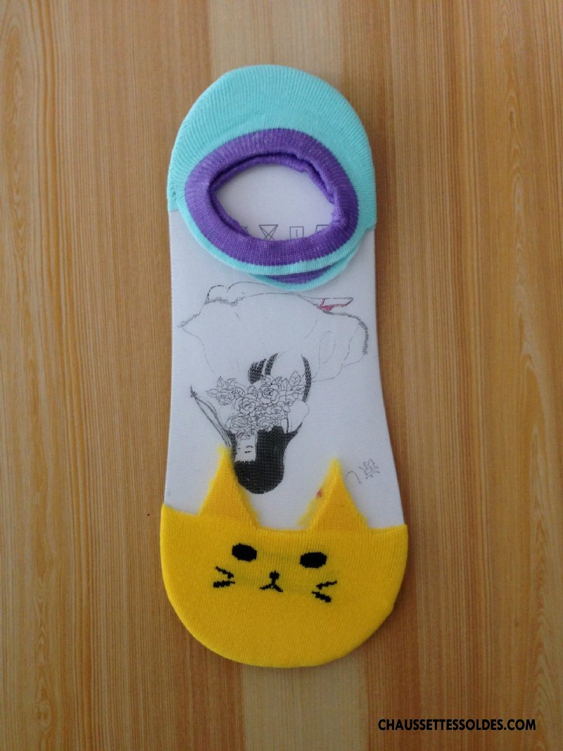 Bas Bas De Soie Fille Le Nouveau Dessin Animé Femme Invisible Style Chaud Chaussette Courte Rose Clair