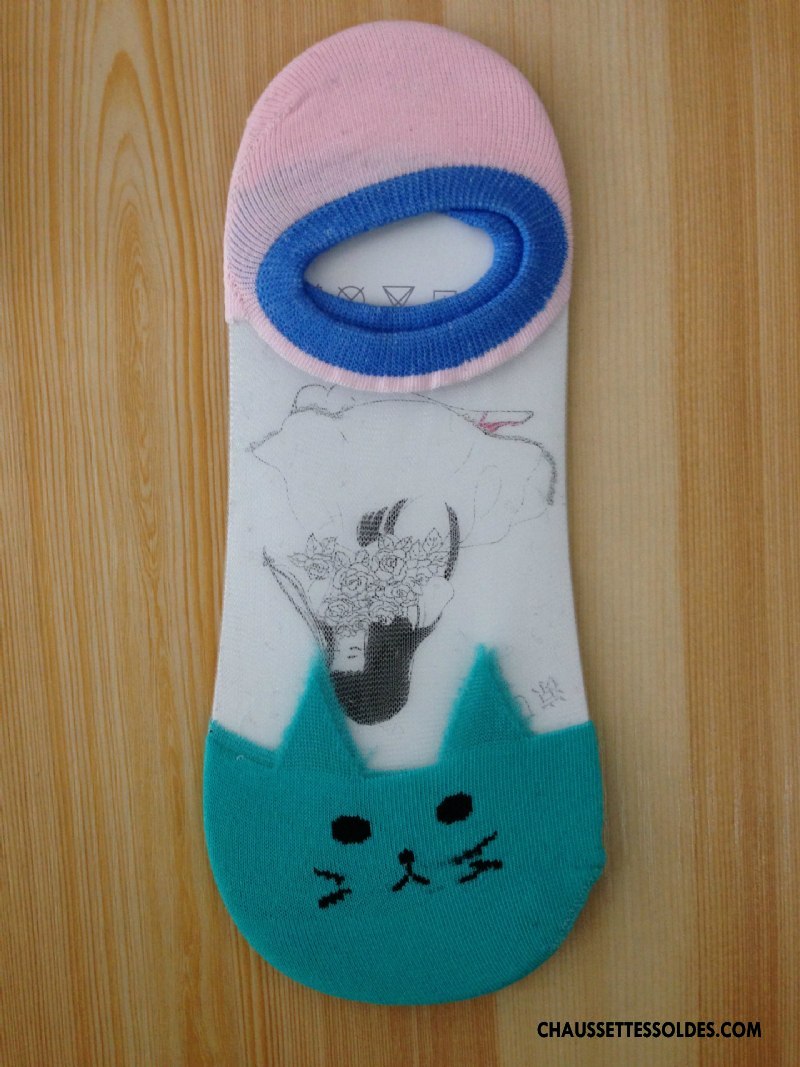 Bas Bas De Soie Fille Le Nouveau Dessin Animé Femme Invisible Style Chaud Chaussette Courte Rose Clair