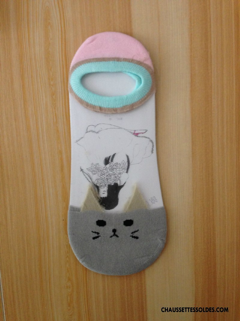 Bas Bas De Soie Fille Le Nouveau Dessin Animé Femme Invisible Style Chaud Chaussette Courte Rose Clair