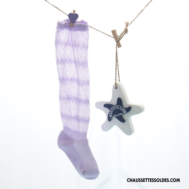 Bas Bas De Soie Fille Long Stock Engrener Chaussette Bébé Crème Solaire Printemps Violet