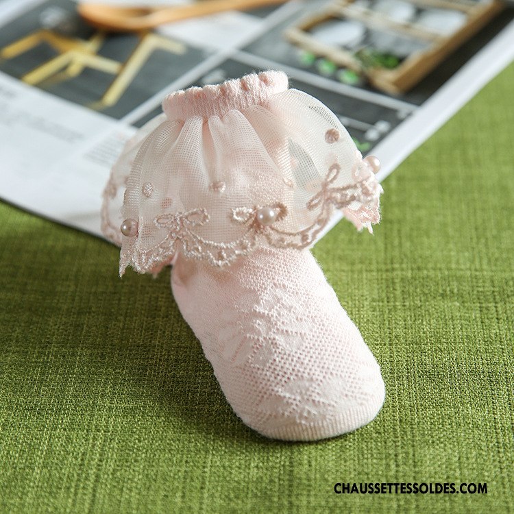 Bas Bas De Soie Fille Perle Matelassé Printemps Chaussette Courte Enfant Papillon Blanc