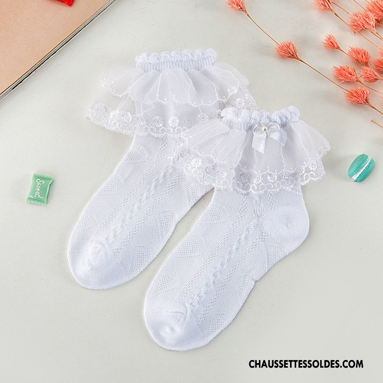 Bas Bas De Soie Fille Printemps Princesse Engrener Chaussette Dentelle Chaussette Courte Rose
