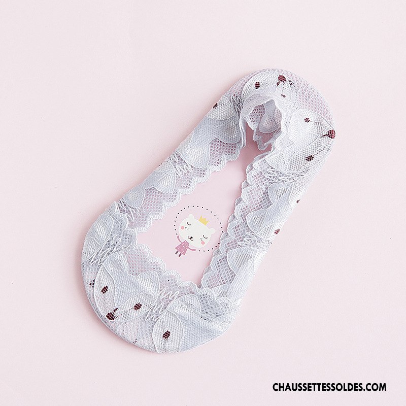 Bas Bas De Soie Fille Renard Chaussette Chaussette Basse Coupée Respirant Charmant Invisible Gris