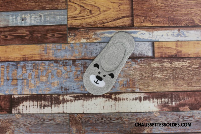 Chaussette Basse Femme 100% Coton Dessin Animé Chaussette Basse Coupée Invisible Le Nouveau Charmant Gris Clair
