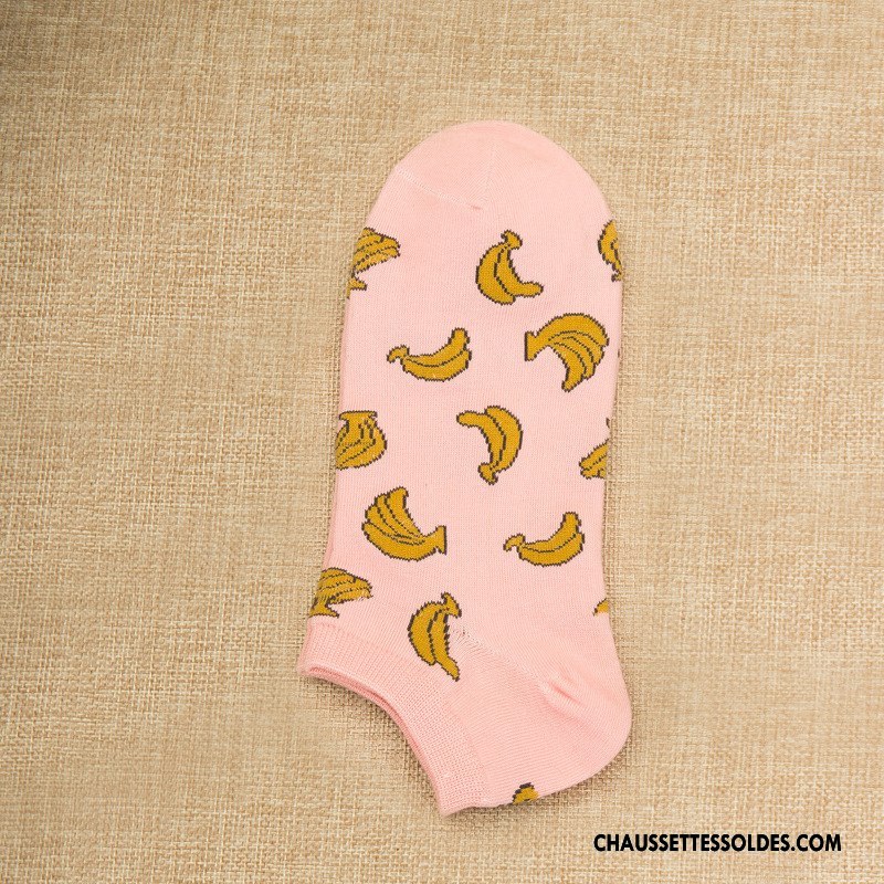 Chaussette Basse Femme 100% Coton Le Nouveau Rayé Dame Fruit Chaussette Basse Coupée Gris