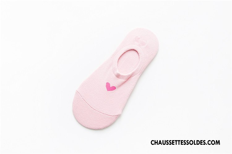 Chaussette Basse Femme Amour Simple Printemps Silicone Antidérapant Invisible Rose