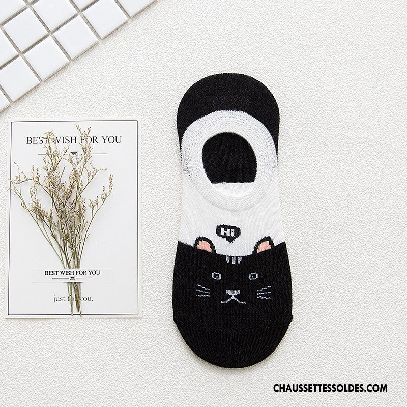 Chaussette Basse Femme Animal Dessin Animé Charmant Le Nouveau Silicone 100% Coton Marron / Brun