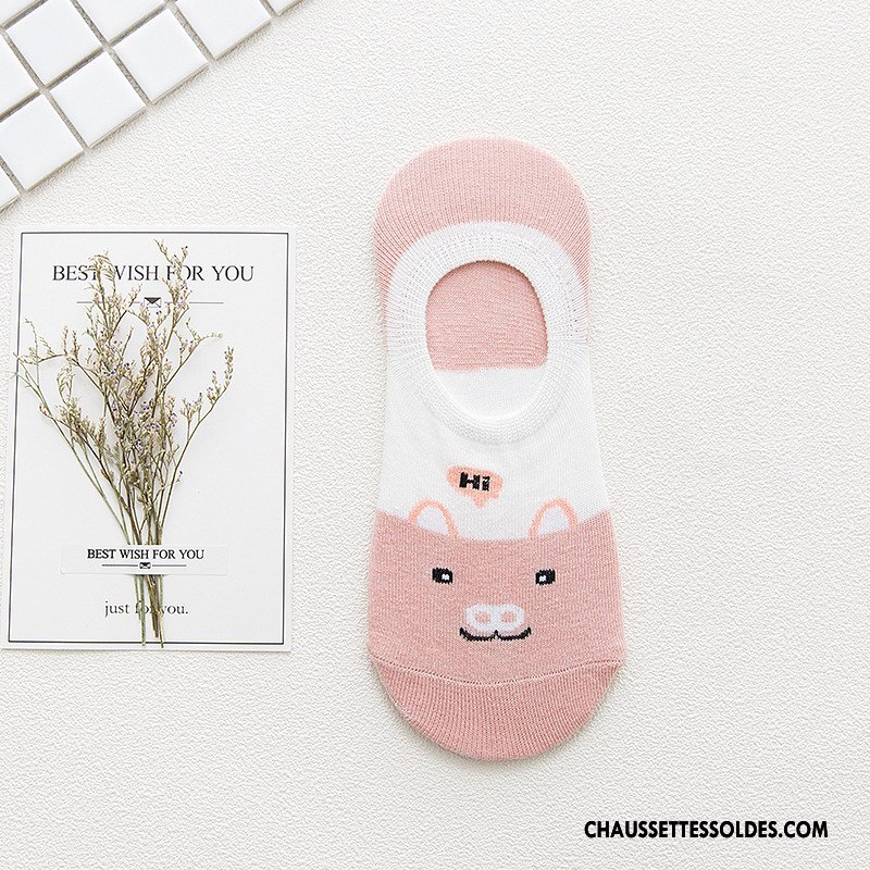 Chaussette Basse Femme Animal Dessin Animé Charmant Le Nouveau Silicone 100% Coton Marron / Brun