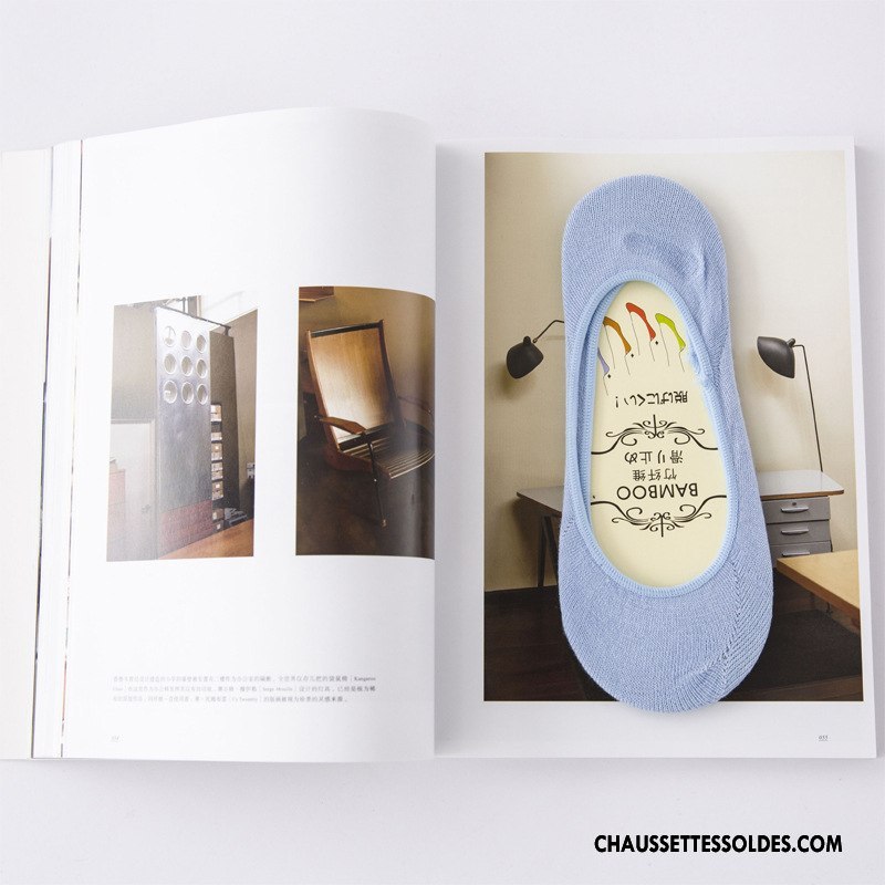 Chaussette Basse Femme Anti-off Silicone Invisible Été Très Mince Bambou Couleurs De Bonbons Bleu