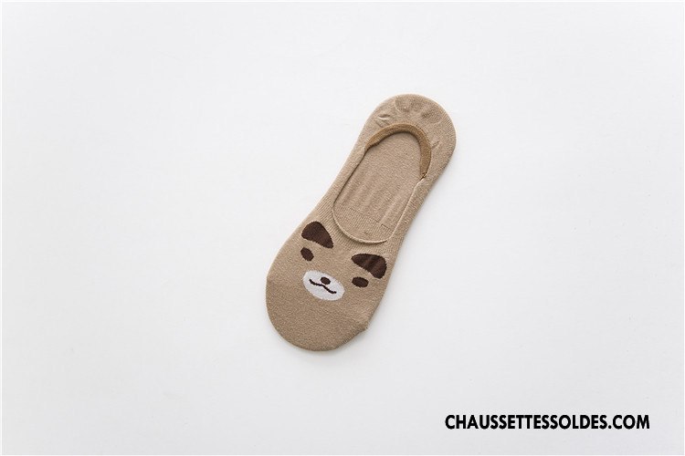 Chaussette Basse Femme Antidérapant Charmant Le Nouveau Silicone Coton Bio Dessin Animé Gris