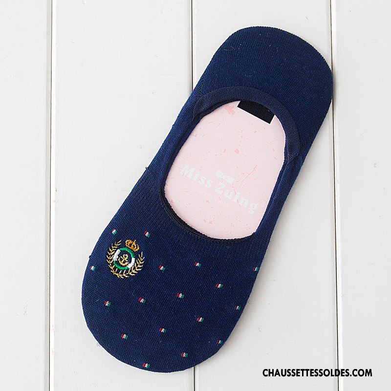 Chaussette Basse Femme Antidérapant Chaussette Basse Coupée Ultra Invisible Coton Silicone Bleu Clair