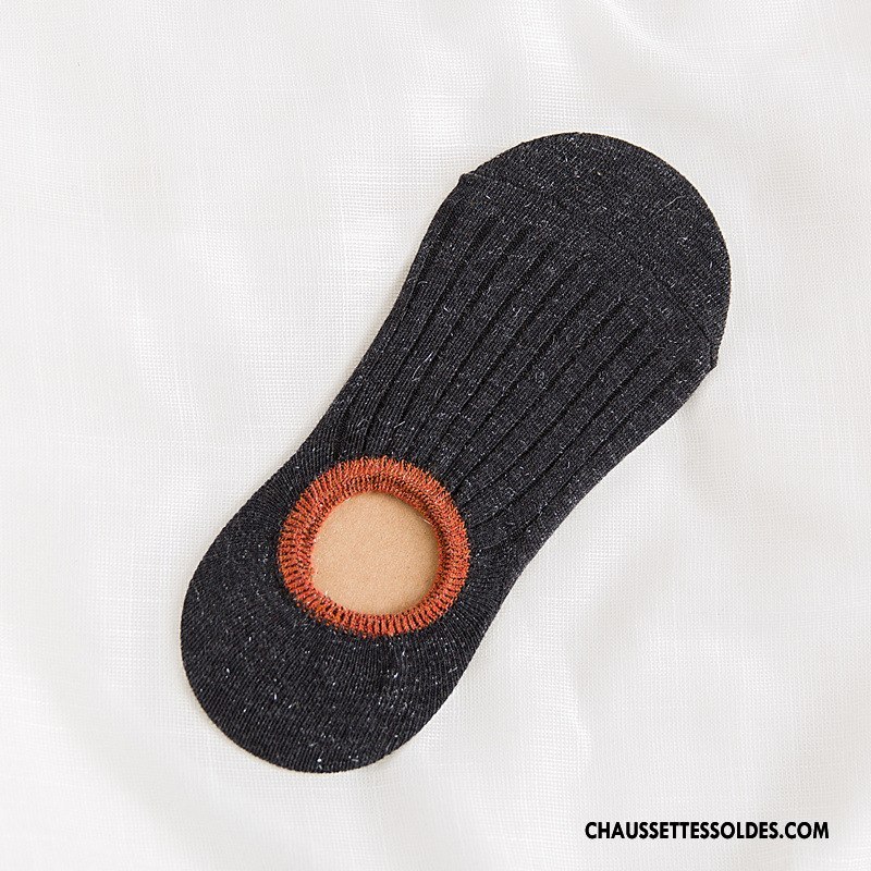 Chaussette Basse Femme Antidérapant Chaussettes En Coton Dame Rétro Invisible Silicone Bleu Or Clair