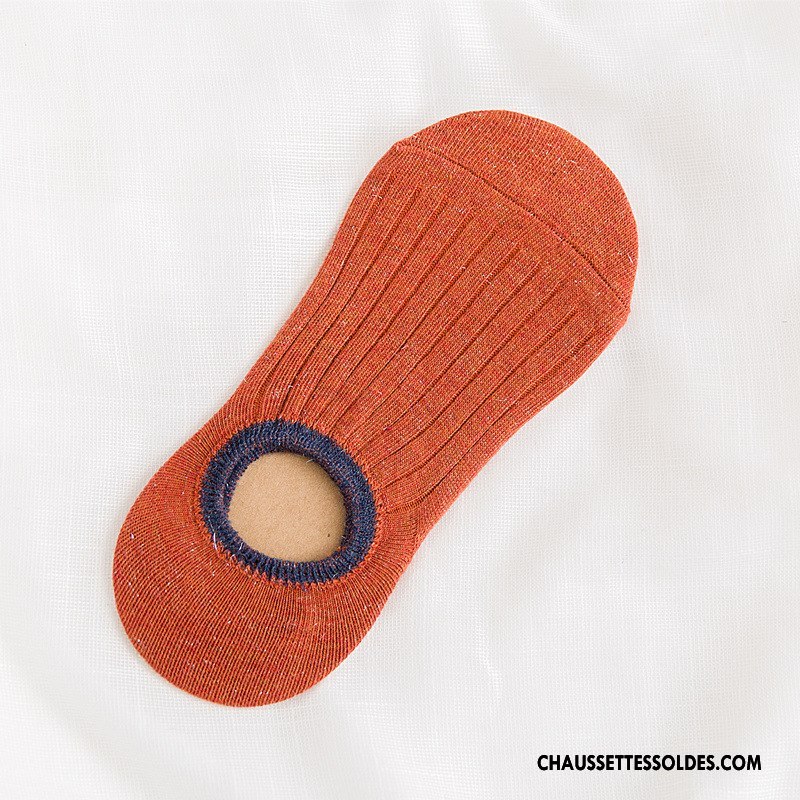 Chaussette Basse Femme Antidérapant Chaussettes En Coton Dame Rétro Invisible Silicone Bleu Or Clair