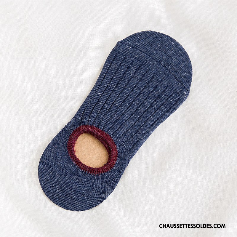 Chaussette Basse Femme Antidérapant Chaussettes En Coton Dame Rétro Invisible Silicone Bleu Or Clair